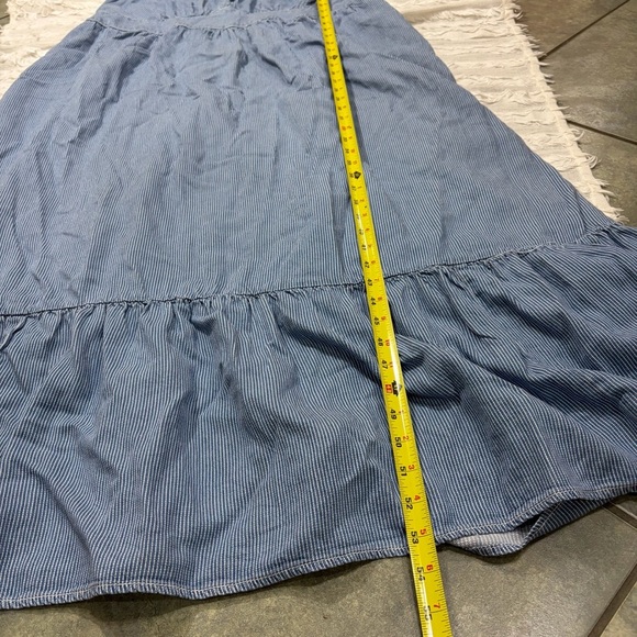 NWT Lane Bryant Dress “Denim” White Stripe Tiered Midi Dress Sz 18 Coastal Boho - Picture 10 of 11